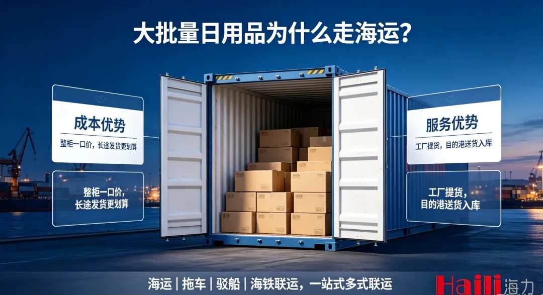 大批量日用品跨区域发货，，为什么越来越多企业优先选择海运？？？？？
